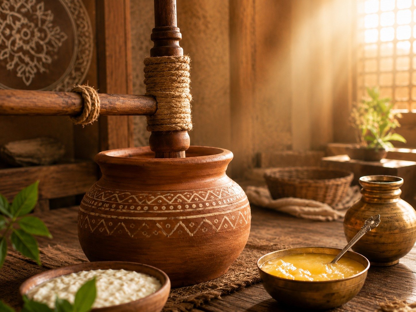 Traditional Bilona Hand Churning